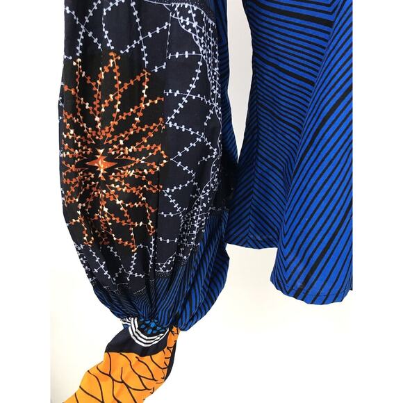 SGTC Wide Collar Prairie Style Balloon Sleeve Cape Top African Print - Picture 6 of 9